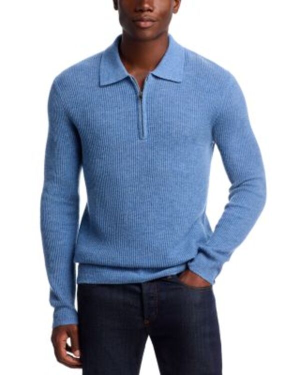 レイルズ メンズ アウター ニット・セーター ポロシャツ ウール Rails Monty Zipper Polo Woolong Sleeve Sweater Cerulean Blue ブルー
