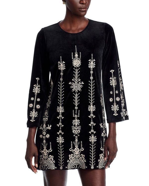 ジョニーワズ レディース トップス ワンピース Johnny Was Bounce Velour Kimono Sleeve Dress Black ブラック 28,656円