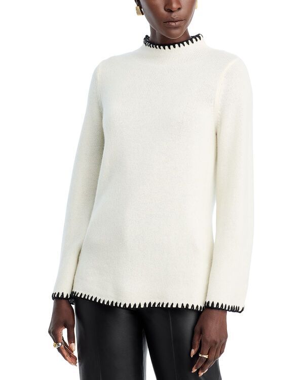 エリータハリ レディース アウター ニット・セーター スタンドネック Elie Tahari Cashmere Funnel Neck Sweater Vanilla