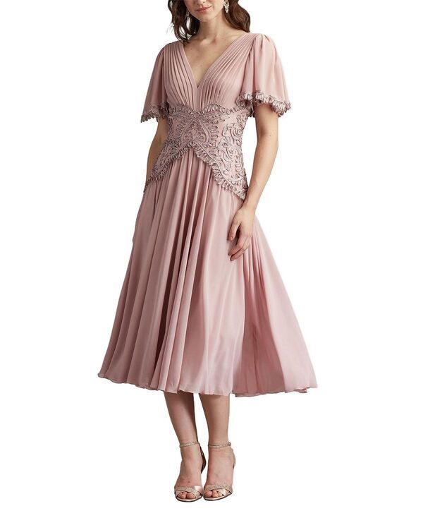 タダシショージ レディース トップス ワンピース シフォン ミディ 刺繍 Tadashi Shojindira Embroidered Chiffon Midi Dress Pink ピンク