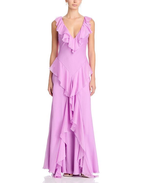 アムール レディース トップス ワンピース フリル Amur Estella Bias Ruffled Gown Pink Dolphin ピンク