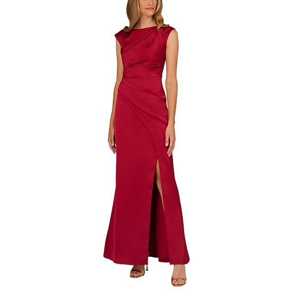 アイダンマットックス レディース トップス ワンピース ドレープ サテン Aidan Mattox Draped Satin Dress Matadored レッド