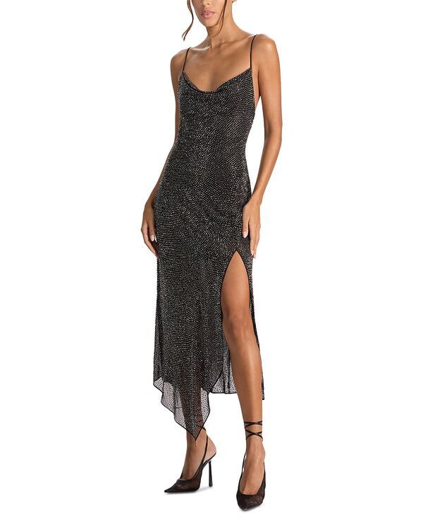 アリスアンドオリビア レディース トップス ワンピース ドレープ ミディ Alice and Olivia Harmony Embellishedraped Midi Dress Black ブラック
