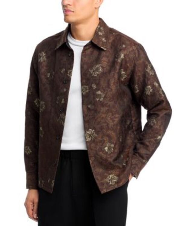 レ ドゥ メンズ トップス シャツ Les Deux Kaleb Jacquard Button Front Overshirt Monks Robe