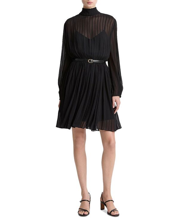 ヴィンス レディース トップス ワンピース Vince Crinkle Stripe Dress Black ブラック
