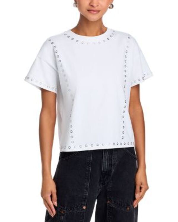 ラグアンドボーン レディース トップス Tシャツ rag bone Kelly Grommet Embellished Boxy Tee White ホワイト
