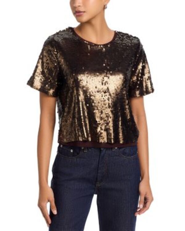 ラグアンドボーン レディース トップス Tシャツ スパンコール rag bone Lucy Sequin Tee Coffee コーヒー