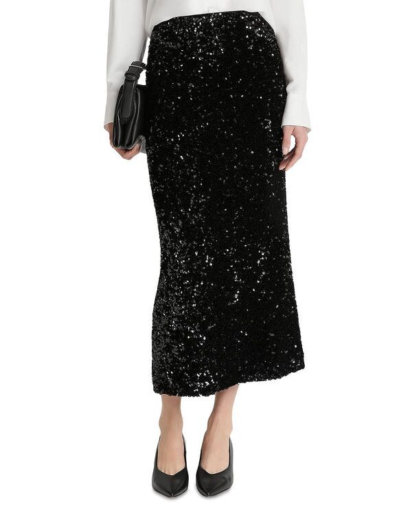 ヴィンス レディース ボトムスカート ベルベット スパンコール マキシ Vince Sequin Velvet Maxi Skirt Black ブラック