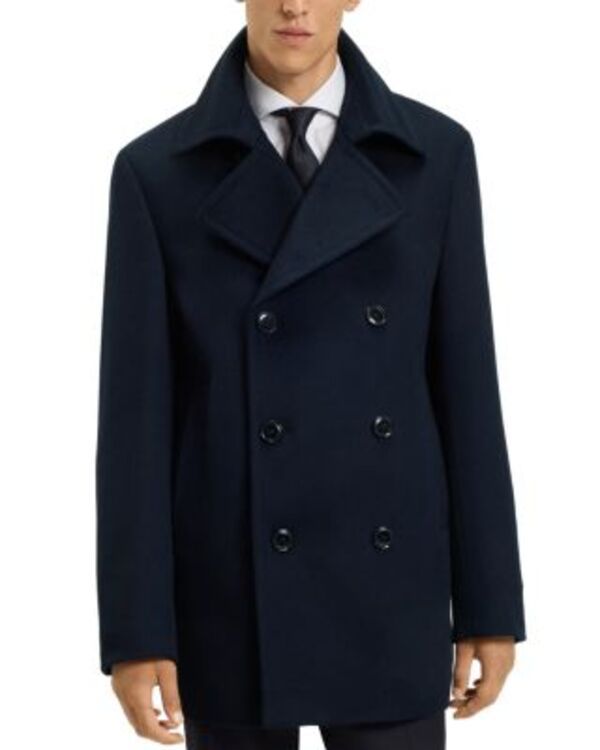 ボス メンズ アウター コート ウール BOSS Hyde Wool and Cashmere Pea Coat Medium Grey グレー