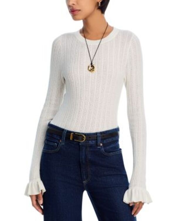 ペイジ レディース アウター ニット・セーター クルーネック PAIGE Ophelia Novelty Stitch Crewneck Sweater Top Ivory アイボリー