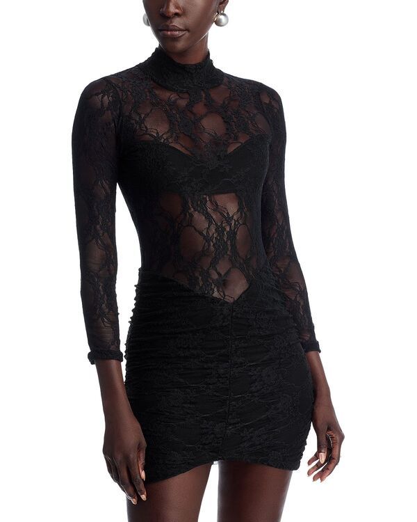 ナイトキャップ クロージング レディース トップス ワンピース ミニ レース Nightcap Drop Waist Lace Mini Dress Black ブラック