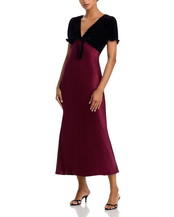 レイルズ レディース トップス ワンピース ベルベット サテン Rails Dory Velvet Shrug Satin Dress Garnet