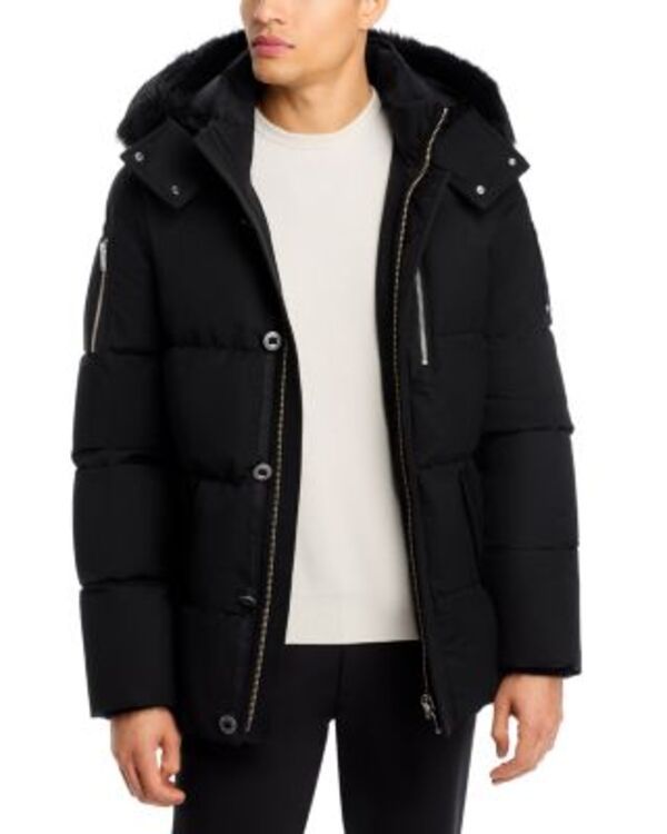 ムースナックル メンズ アウター ジャケット・ブルゾン ダウン Moose Knuckles Original 3Q Down Jacket Black w Black Shearling ブラック