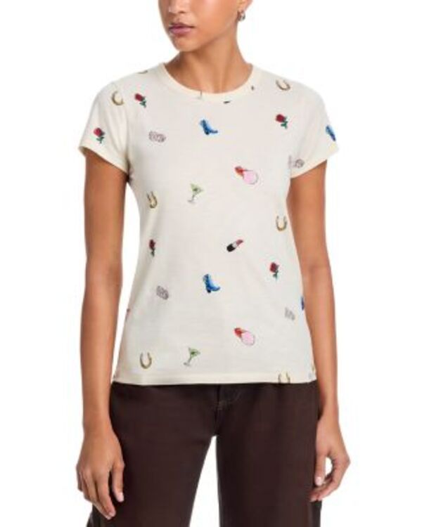 ラグアンドボーン レディース トップス Tシャツ ロゴ rag bone Citizens of Humanity All Over Logo Patch Tee Ivory Multi アイボリー