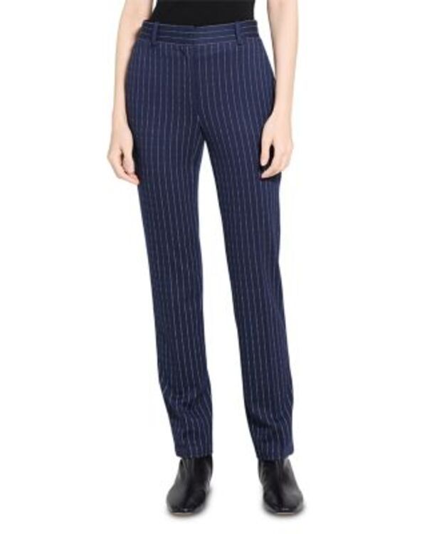 セオリー レディース ボトムス カジュアルパンツ Theory Slim Pinstriped Pants Navy Mutli ネイビー