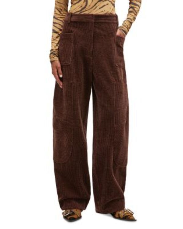 ガニー レディース ボトムス カジュアルパンツ コーデュロイ GANNI Seersucker Corduroy Pants Chicory Coffee コーヒー