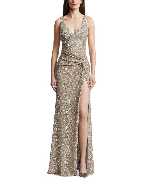 ビーシービージーマックスアズリア レディース トップス ワンピースパンコール BCBGMAXAZRIA Goldie Sequin Gown Light Gold ゴールド