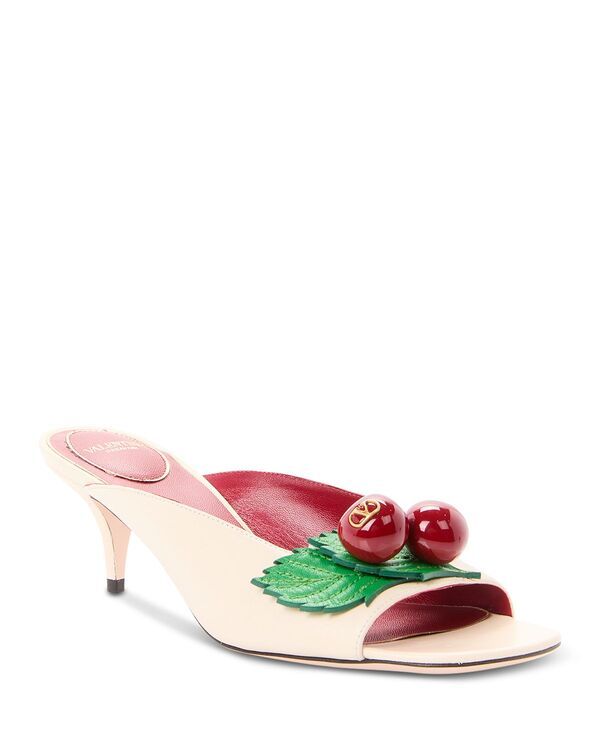 ヴァレンティノ レディース シューズ サンダル ヒール Valentino Garavani Womens Cherry Kitten Heel Sandals White ホワイト