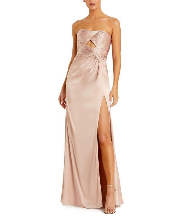 マックダガル レディース トップス ワンピース カットアウト ストラップレス Mac Duggal Strapless Charmeuse Wrap Gown with Cutout Detail Oyster