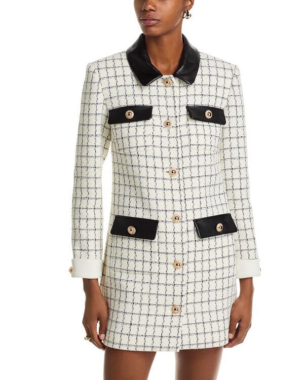 セルフ・ポートレイト レディース トップス ワンピース ミニ SelfPortrait Windowpane Check Boucl Mini Dress Cream クリーム