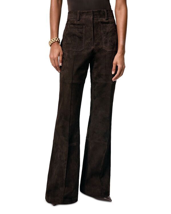 レイス レディース ボトムス カジュアルパンツ フレア プチ スエード REISS Petite Suede Flare Leg Pants Chocolate チョコレート