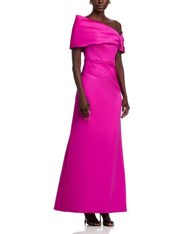 テリジョンバイリッキーフリーマン レディース トップス ワンピース アシンメトリー Teri Jon by Rickie Freeman Mikado Asymmetric Gown Raspberry