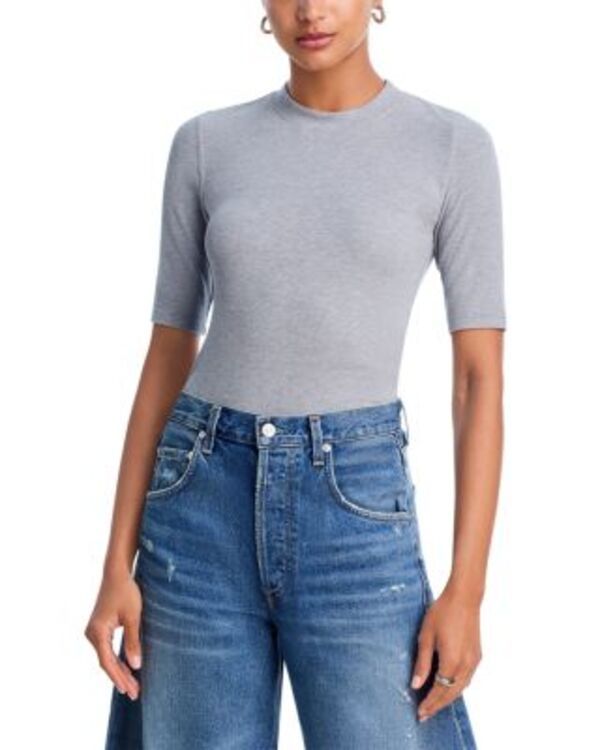 フレーム レディース トップス Tシャツ クルーネック リブ FRAME Theatheribbed Crewneck Tee Heather Gray グレー