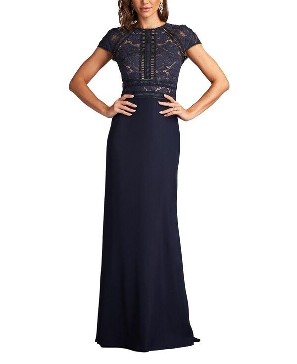 タダシショージ レディース トップス ワンピース レース Tadashi Shoji Catrine Lace Bodice Gownavy ネイビー