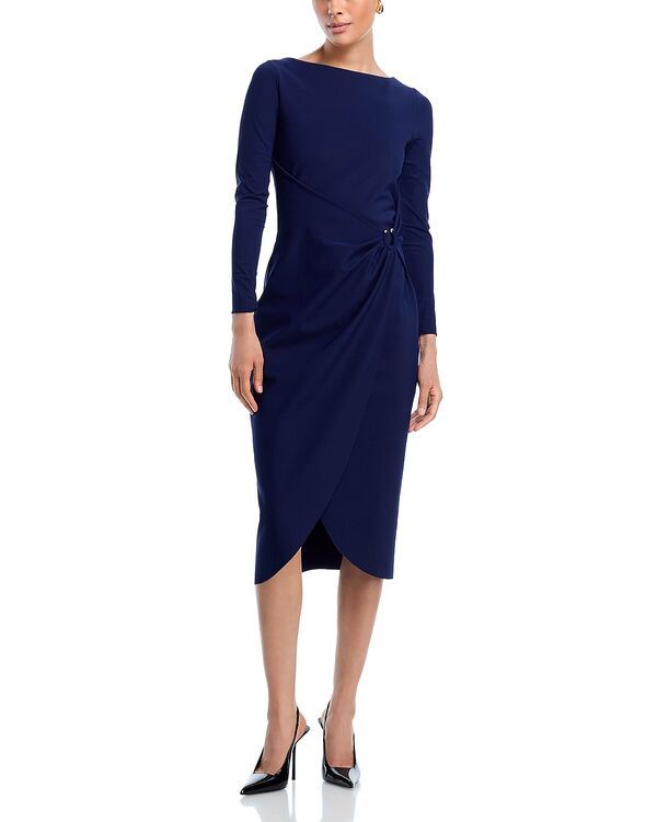 チアラ ボニ プティ ローブ レディース トップス ワンピース Chiara Boni La Petite Robe Gekko Boat Neck Gatheredress Blu Notte