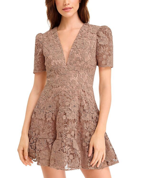 ドレスザポプレーション レディース トップス ワンピース レース Dress the Population Hallie Lace Flaredress Warm Taupe トープ