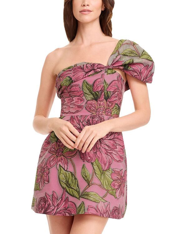 ドレスザポプレーション レディース トップス ワンピース フラワー柄 ミニ フラワー Dress the Population Olive Floral One Shoulder Mini Dress Bright Fuchsia フューシャ 50,280円
