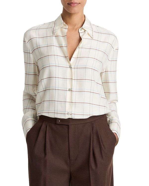 ヴィンス レディース トップス シャツ Vince Checked Plaid Button Front Shirt Creamulti クリーム