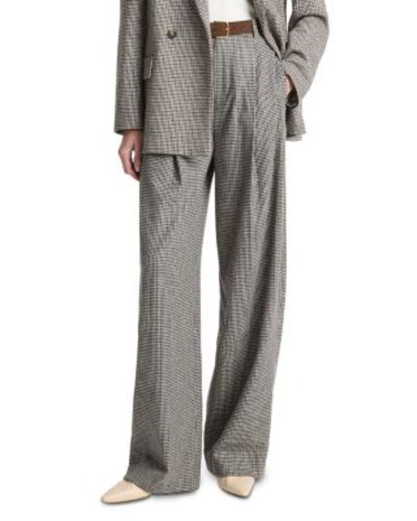 ヴィンス レディース ボトムス カジュアルパンツ ウール Vince High Rise Wool Blend Pants Cacao Houndstooth
