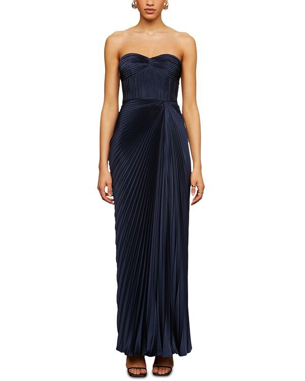 アムール レディース トップス ワンピース Amur Joyceanne Pliss Gown Deep Indigo インディゴ