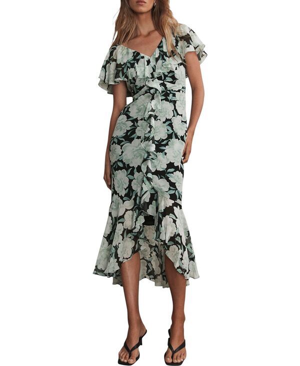 ミルトンベルベット レディース トップス ワンピース フラワー柄 プリント フリル マキシ フラワー Mint Velvet Womens Floral Print Ruffle Maxi Dress Green グリーン