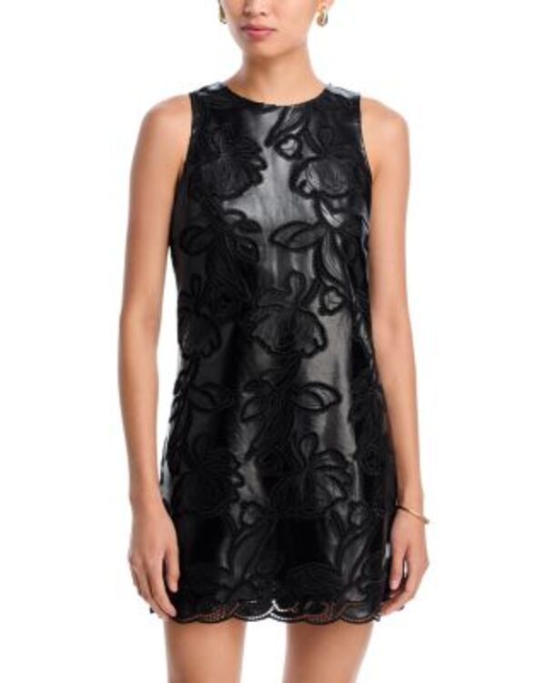 アクア レディース トップス ワンピース レース レザー フェイクレザー AQUA Faux Leather Lace Dress Exclusive Black ブラック