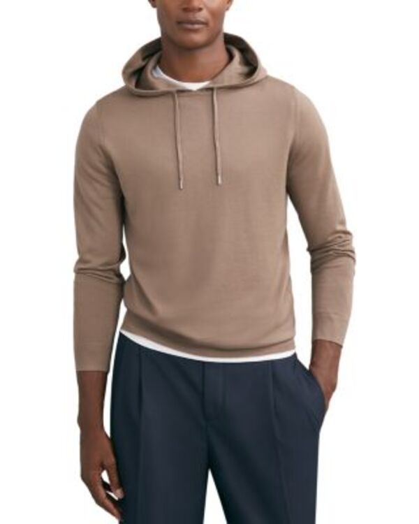 レイス メンズ アウター パーカー・スウェット ウール REISS Holland Merino Wool Pullover Hoodie Camel Brown ブラウン