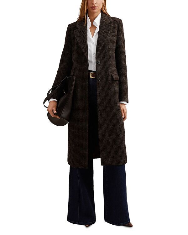 レイス レディース アウター コート REISS Check Coat Chocolate チョコレート