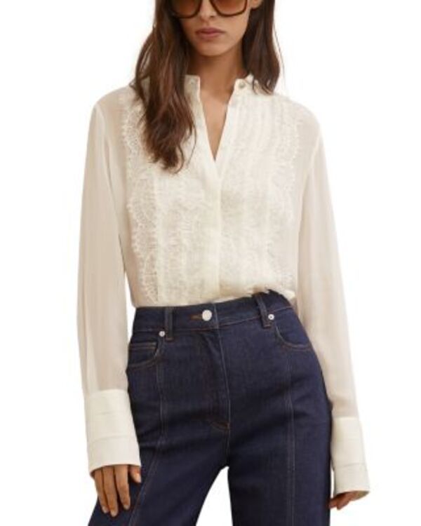 レイス レディース トップス シャツ レーストリム ブラウス レース REISS Miranda Lace Trim Blouse Cream クリーム