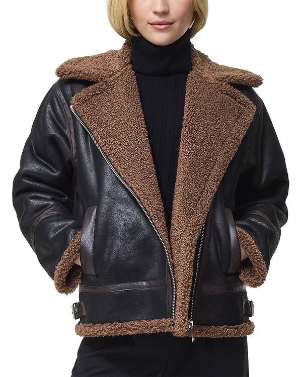 フレンチコネクション レディース アウター ジャケット・ブルゾン FRENCH CONNECTION Faux Shearling Jacket Black Brown ブラック