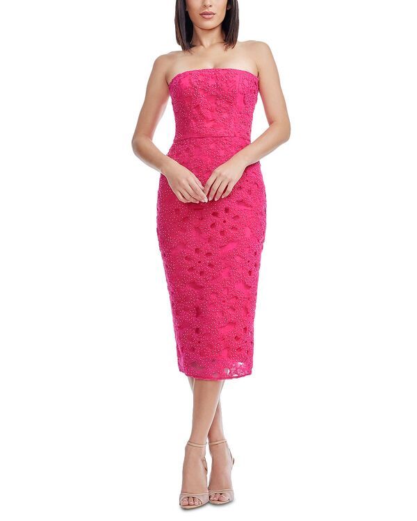 ドレスザポプレーション レディース トップス ワンピーストラップレス Dress the Population Viviana Strapless Dress Hot Pink ピンク
