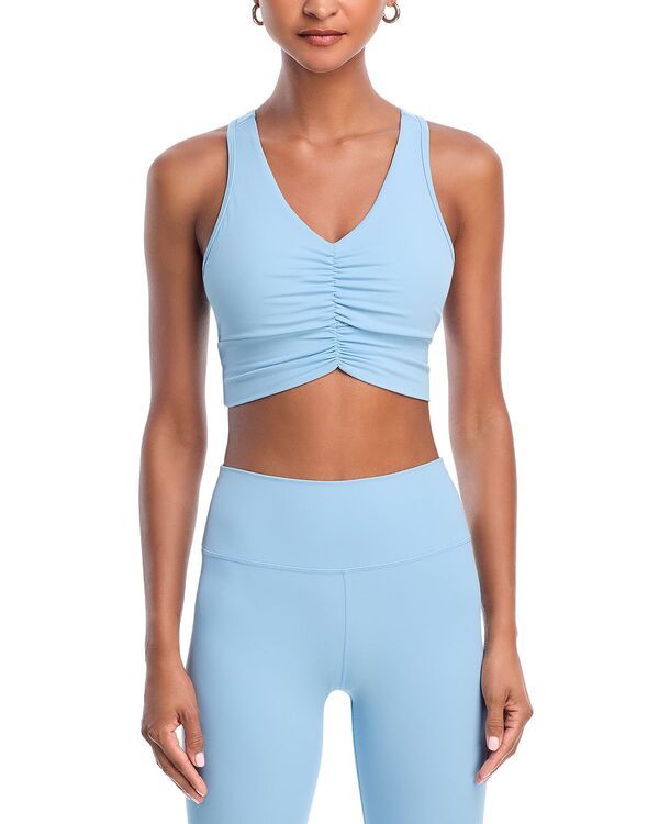 アクア レディース アンダーウェア ブラジャー AQUA Shirred Racerback Bra Top Exclusive Stormy Blue ブルー