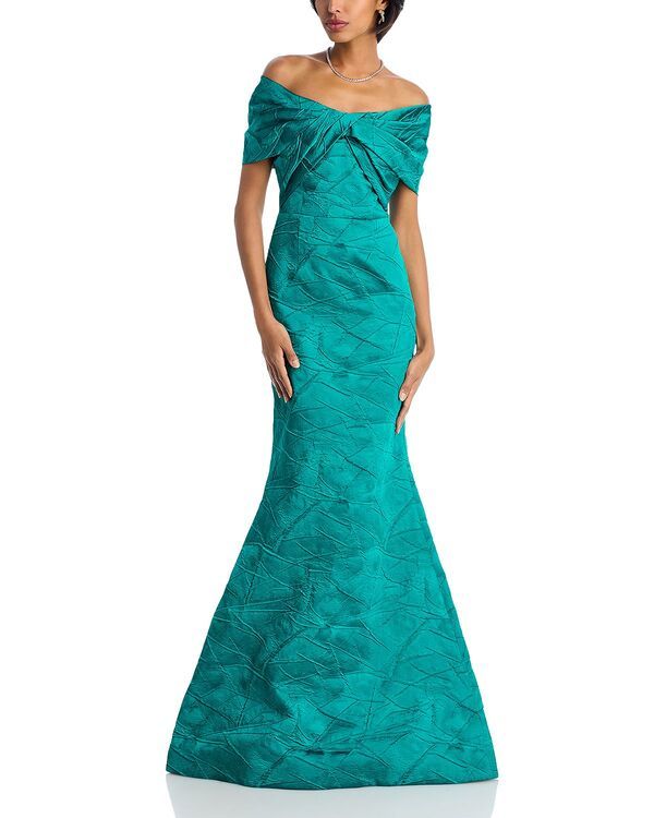 テリジョンバイリッキーフリーマン レディース トップス ワンピース Teri Jon by Rickie Freeman Textured Mermaid Gown Teal ティール