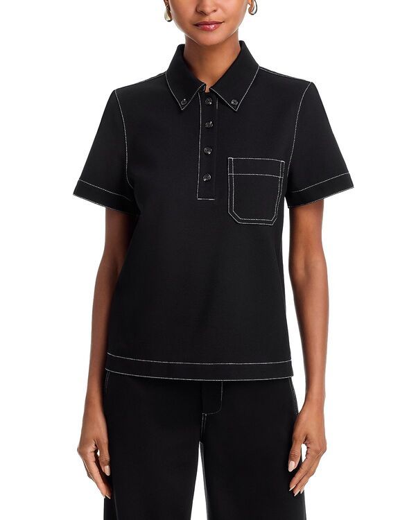 ラグアンドボーン レディース トップス ポロシャツ コントラスト rag bone Irina Contrastitch Polo Top Black ブラック