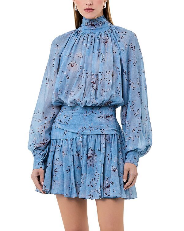 ニコラスカークウッド レディース トップス ワンピース ハイネック ミニ Nicholas Cecile Long Sleeved High Neck Godets Mini Dress Wisteria Floral
