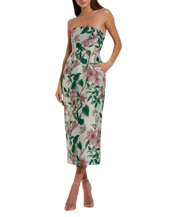 マックダガル レディース トップス ワンピース フラワー柄 ミディ ストラップレス フラワー Mac Duggal Floral Brocade Strapless Fitted Midi Dress Lily