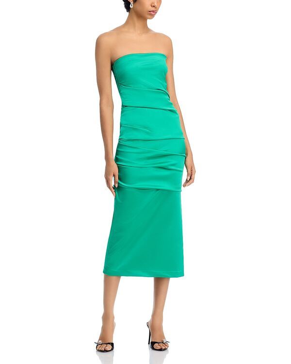 チアラ ボニ プティ ローブ レディース トップス ワンピース ミディ サテン Chiara Boni La Petite Robe Keiky Satin Midi Dress Emeraude