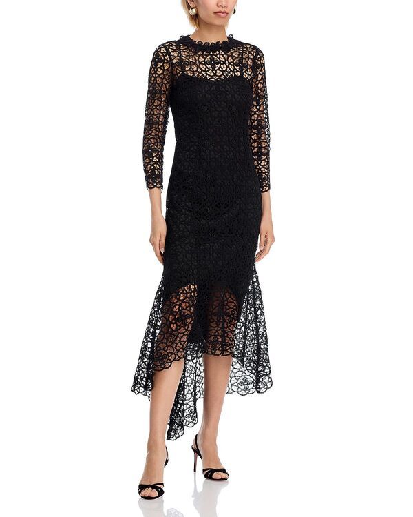 テリジョンバイリッキーフリーマン レディース トップス ワンピース マキシ Teri Jon by Rickie Freeman Stretch Crochet Maxi Dress Black ブラック