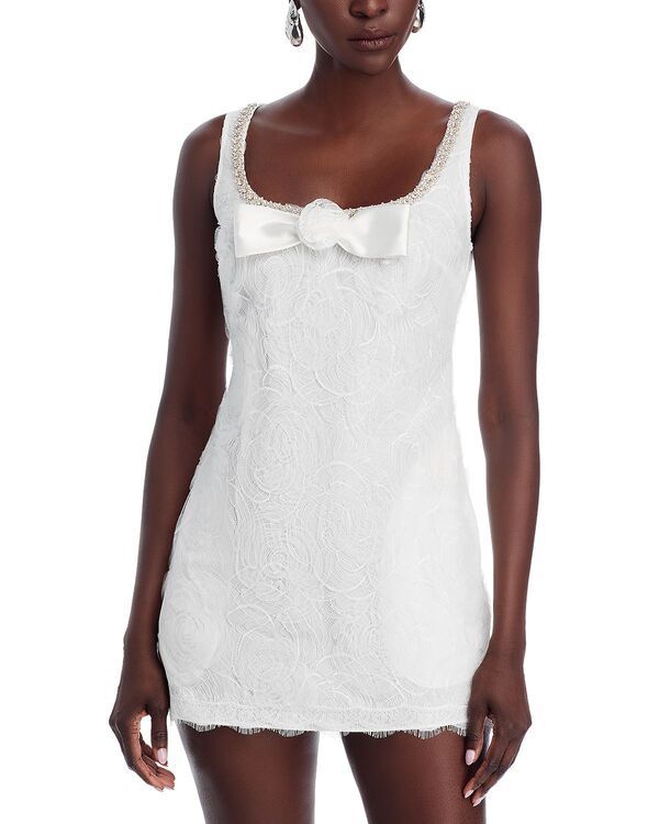 セルフ・ポートレイト レディース トップス ワンピース チュール ミニ レース SelfPortrait White Tulle Lace Mini Dress White ホワイト