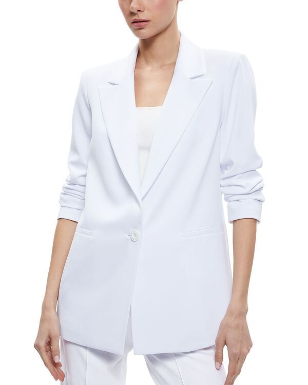 アリスアンドオリビア レディース アウター ジャケット・ブルゾン ブレザー Alice and Olivia Denny Notch Collar Boyfriend Blazer White ホワイト